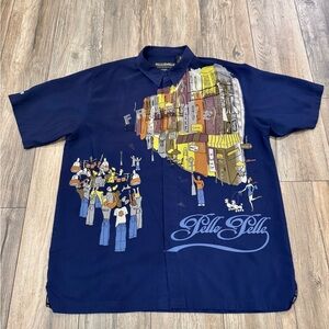 Vintage Pelle Pelle All Over Print Graphic Short Sleeve Button Down Top Size XL